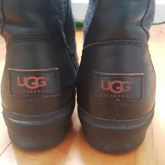UGG Womens Leather Lace Up Elvia Waterproof Knee High Wool Lined Boots Sz 8 - Picture 9 of 15